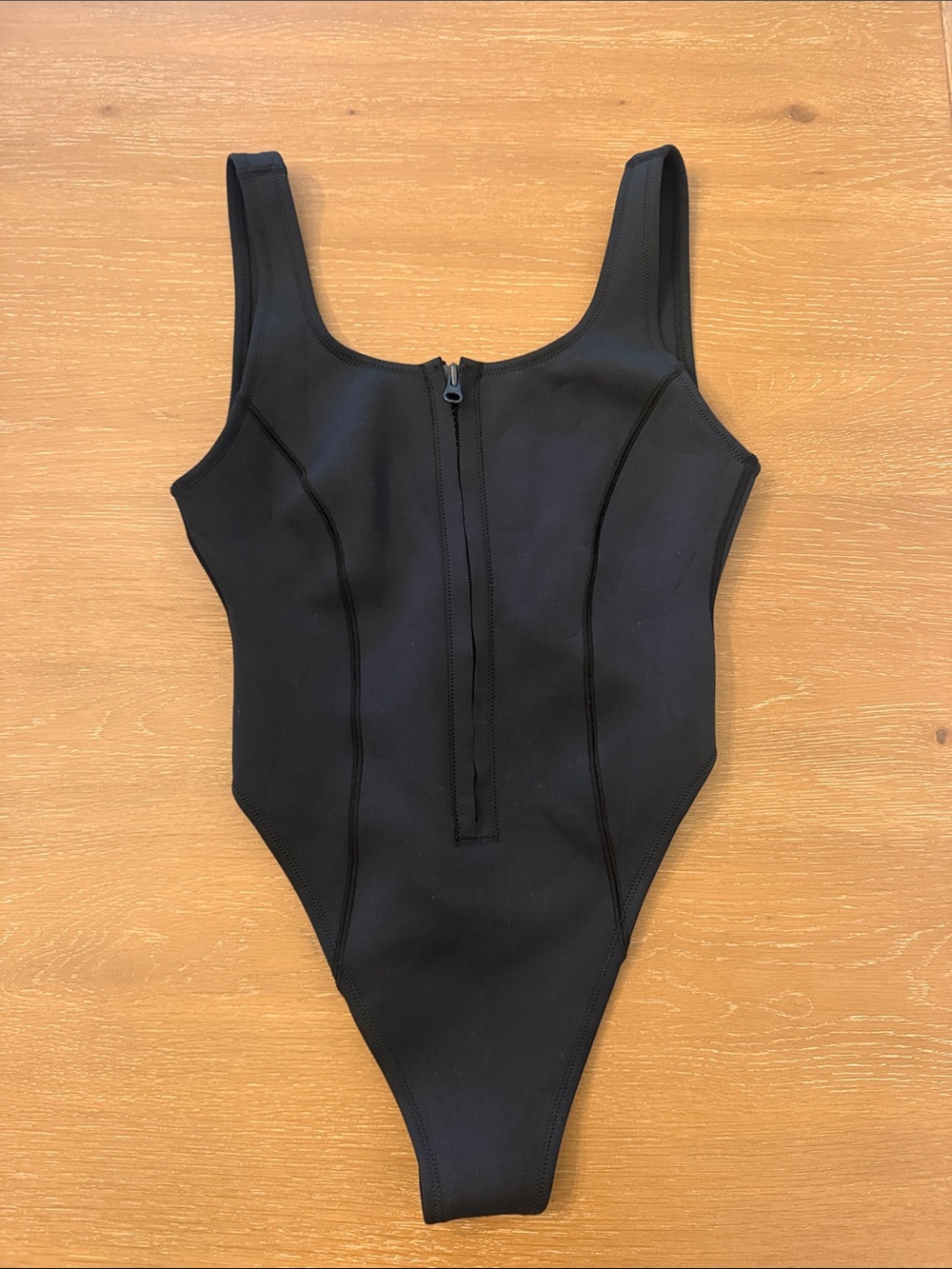 Skims  Black scuba One-Piece Swimsuit with Front Zip